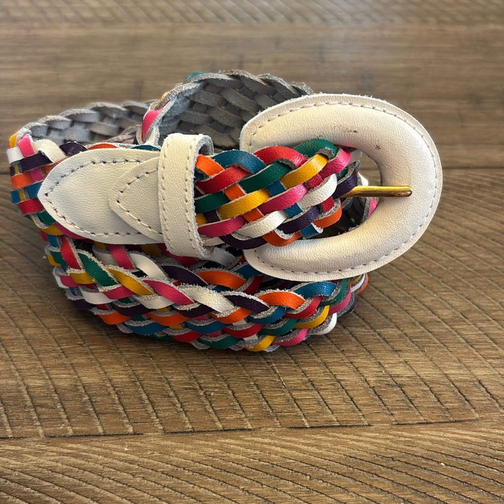 Vintage Y2K Colorful Genuine Leather Braided Belt